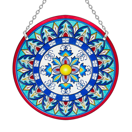 Kissnap Sun Mandala Stained Glass Panels (Round, 6in)