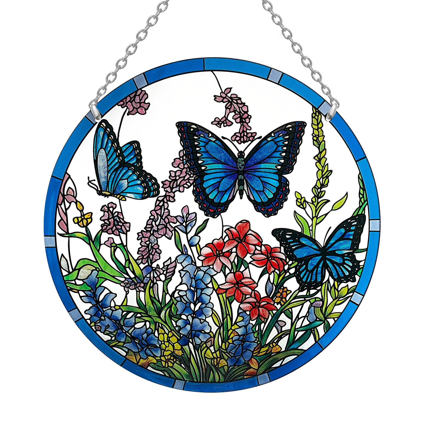 Kissnap Butterfly Stained Glass Window Hanging - Butterfly Gifts for Women, Suncatchers for Windows - Window Hangings with Chain and Hook, 8.6 inch Stained Glass Suncatcher for Mom